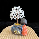  Cây Tài Lộc Thạch Anh Chú Tiểu 18cm 