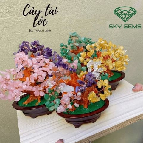  Cây Tài Lộc Thạch Anh Ngũ sắc 15cm 