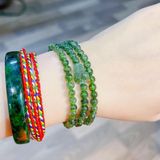  Vòng Tay Thạch Anh Tóc Xanh Mix Tỳ Hưu 