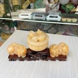  Combo Tượng Tỳ Hưu Chầu Bát Tụ Bảo Ngọc Hoàng Long Dáng Nằm 