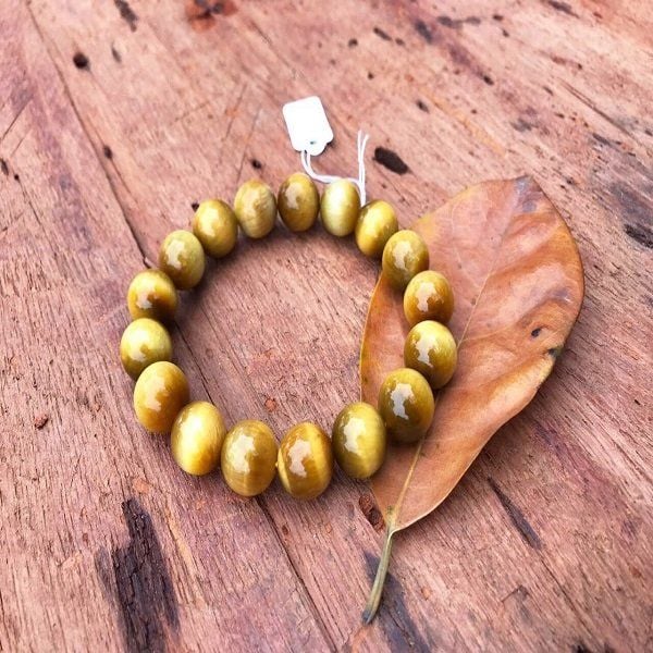  Vòng Tay Đá Mắt Hổ Vàng Nâu 13mm 