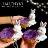  Đèn ngủ tinh thể Thạch anh tím dáng Thỏ 
