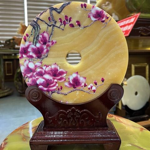 Đồng Điếu ngọc Onyx Hoàng long phong cảnh 20cm