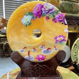  Đồng Điếu ngọc Onyx Hoàng long phong cảnh 20cm 