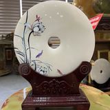  Đồng Điếu ngọc Onyx trắng phong cảnh 20cm 
