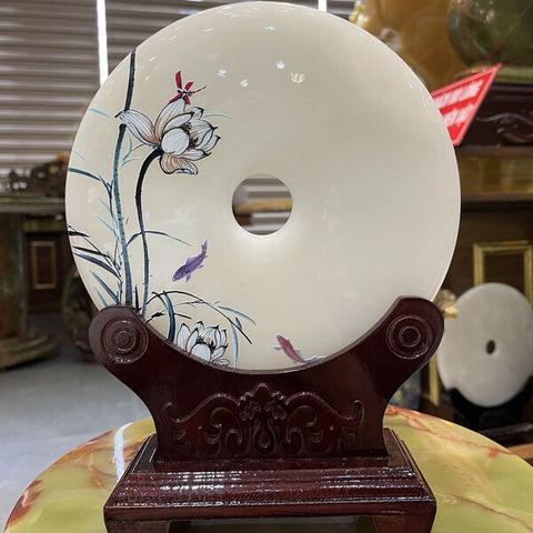 Đồng Điếu ngọc Onyx trắng phong cảnh 20cm
