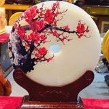  Đồng Điếu ngọc Onyx trắng phong cảnh 30cm 
