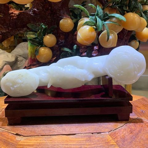 Gậy Như Ý Ngọc Onyx Trắng 30cm