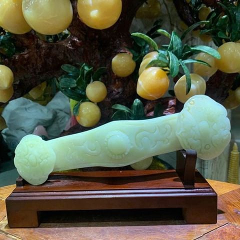 Gậy Như Ý Ngọc Onyx Xanh 30cm