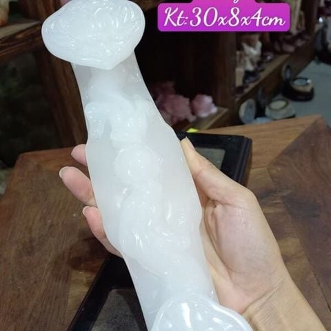 Gậy Như Ý Ngọc Onyx Trắng 30cm