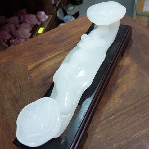 Gậy Như Ý Ngọc Onyx Trắng 30cm