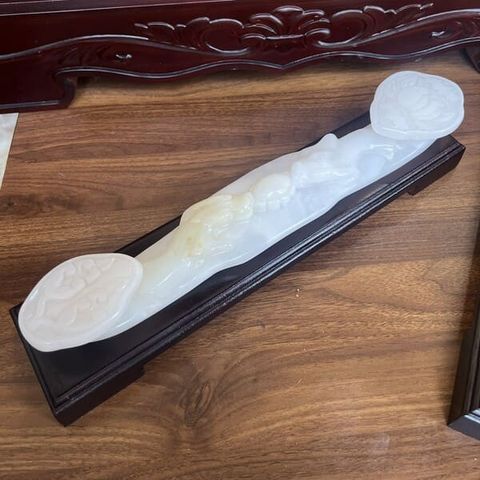 Gậy Như Ý Ngọc Onyx Trắng 40cm
