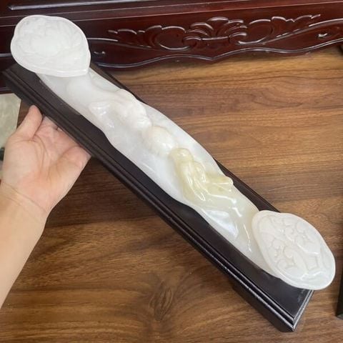 Gậy Như Ý Ngọc Onyx Trắng 40cm