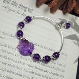  Vòng tay hồ ly thạch anh tím tự nhiên mix bạc 