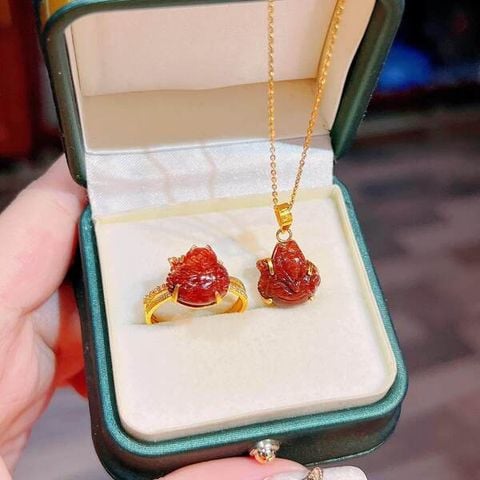 Combo  Mặt Đeo + Nhẫn Hồ Ly Tóc Đỏ Bọc Vàng