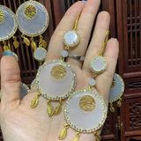  Bông Tai Bạch Ngọc Xi Vàng 
