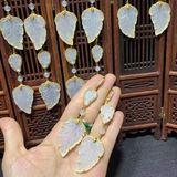  Bông Tai Chiếc Lá Bạch Ngọc Bọc Bạc Xi Vàng 