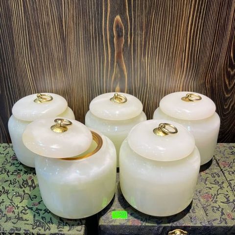 Hũ Đựng Trà Ngọc Onyx Trắng