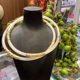  Kiềng Mã Não Trắng Bọc Bạc Xi Vàng Bản 8.7mm 