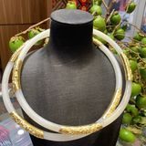  Kiềng Mã Não Trắng Bọc Bạc Xi Vàng Bản 8.7mm 