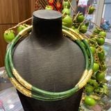  Kiềng Ngọc Bích Bọc Bạc Xi Vàng Bản Đũa 7mm 