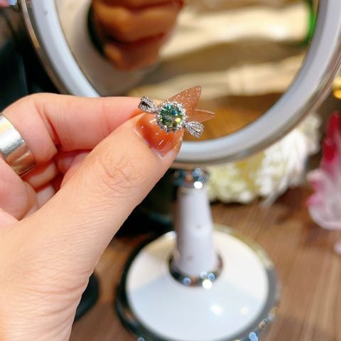  Nhẫn Vàng Trắng Đính Kim Cương Moissanite 