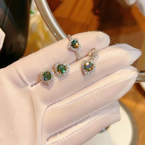  Set Tim Vàng Trắng Kim Cương Moissanite 