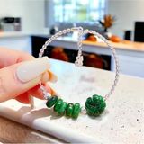  Lắc Tay Bạc Cỏ 4 Lá Mix Ngũ Điếu Sơn Thuỷ 
