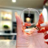  Lắc Tay Bạc Ngũ Điếu Mix Túi Tiền Thạch Anh Dâu Hồng 