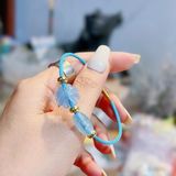  Lắc Tay Dây Cáp Cỏ 4 Lá Mix Lu Thống Aquamarine 