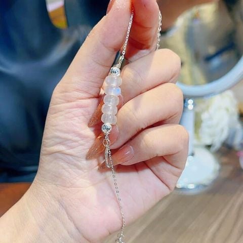 Lắc Tay bạc Đồng Điếu Ngũ Phúc Moonstone