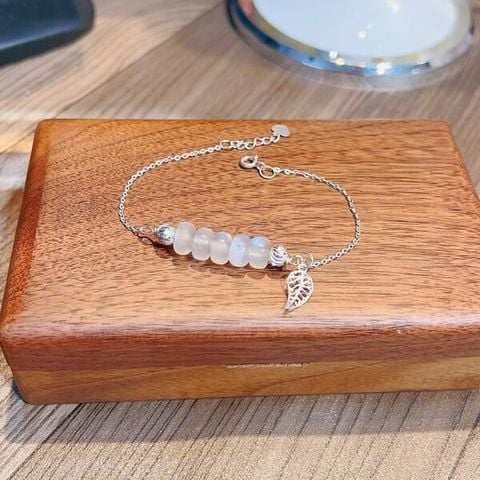 Lắc Tay bạc Đồng Điếu Ngũ Phúc Moonstone