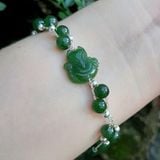  Lắc Tay Hồ Ly Ngọc Bích Mix Bạc 