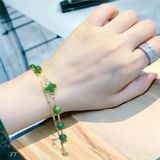  Lắc Tay Vàng Ngọc Bích Mix Cỏ 4 Lá 