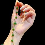  Lắc Tay Vàng Ngọc Bích Mix Cỏ 4 Lá 