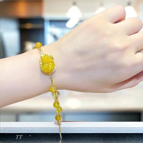 Lắc Tay Vàng Tỳ Hưu Thạch Anh Tóc Vàng