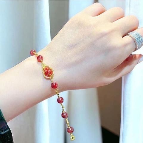 Lắc Tay Vàng Tỳ Hưu Tóc Đỏ Bọc Vàng 10K