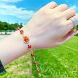  Lắc Tay Vàng Tỳ Hưu Tóc Đỏ Bọc Vàng 10K 