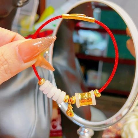 Lắc Tay Lu Mã Não Mix Điếu Ngọc + Cham Túi Tiền Vàng