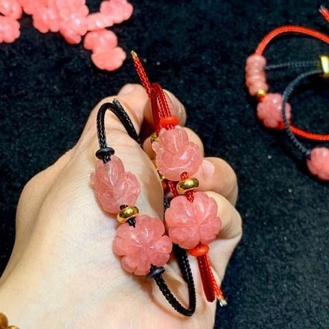 Lắc Tay Hồ Ly Mix Cỏ 4 Lá Đào Hoa