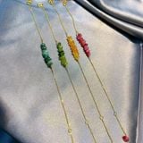  Lắc Tay Vàng 10k Mix Đá Tuormaline Tự Nhiên 