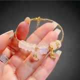  Lắc tay vàng Cỏ 4 lá mix Lu Thống Túi tiền Moonstone 