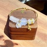  Lắc tay vàng Cỏ 4 lá mix Lu Thống Túi tiền Moonstone 