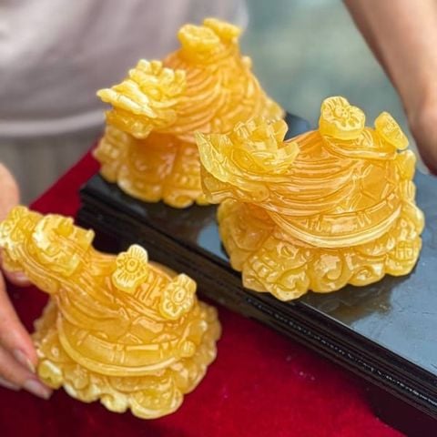 Tượng Long Quy ngọc Hoàng Long 8.5cm