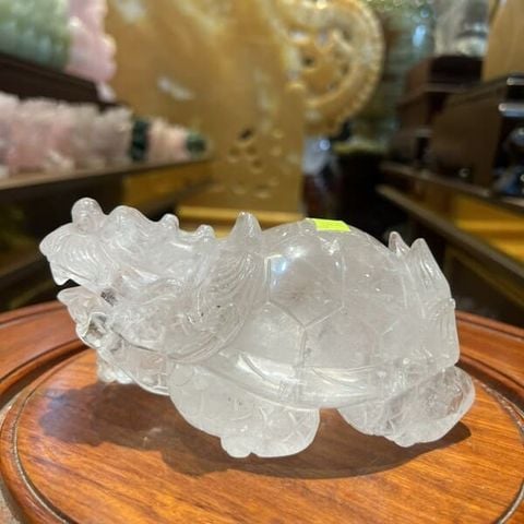 Tượng Long Quy Thạch Anh Trắng 1,28kg