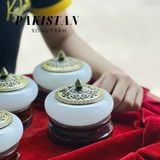  Lư  Xông Trầm Ngọc Onyx Trắng 10cm 