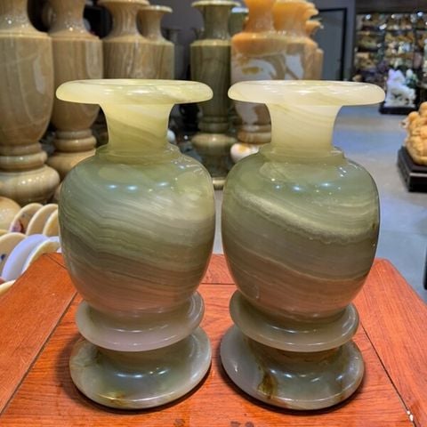  Cặp Lục Bình Ngọc Onyx Xanh 20cm 