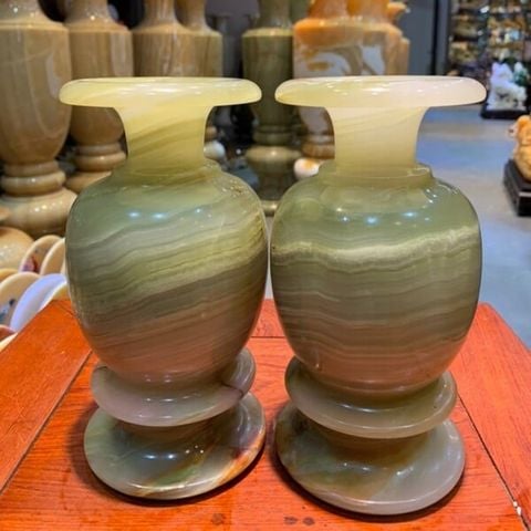  Cặp Lục Bình Ngọc Onyx Xanh 20cm 