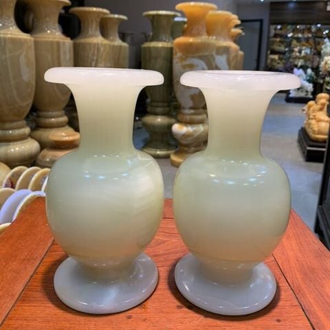 Cặp Lục Bình Ngọc Onyx Trắng