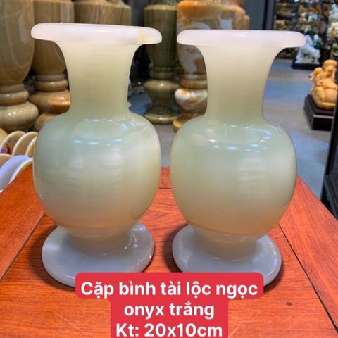 Cặp Lục Bình Ngọc Onyx Trắng